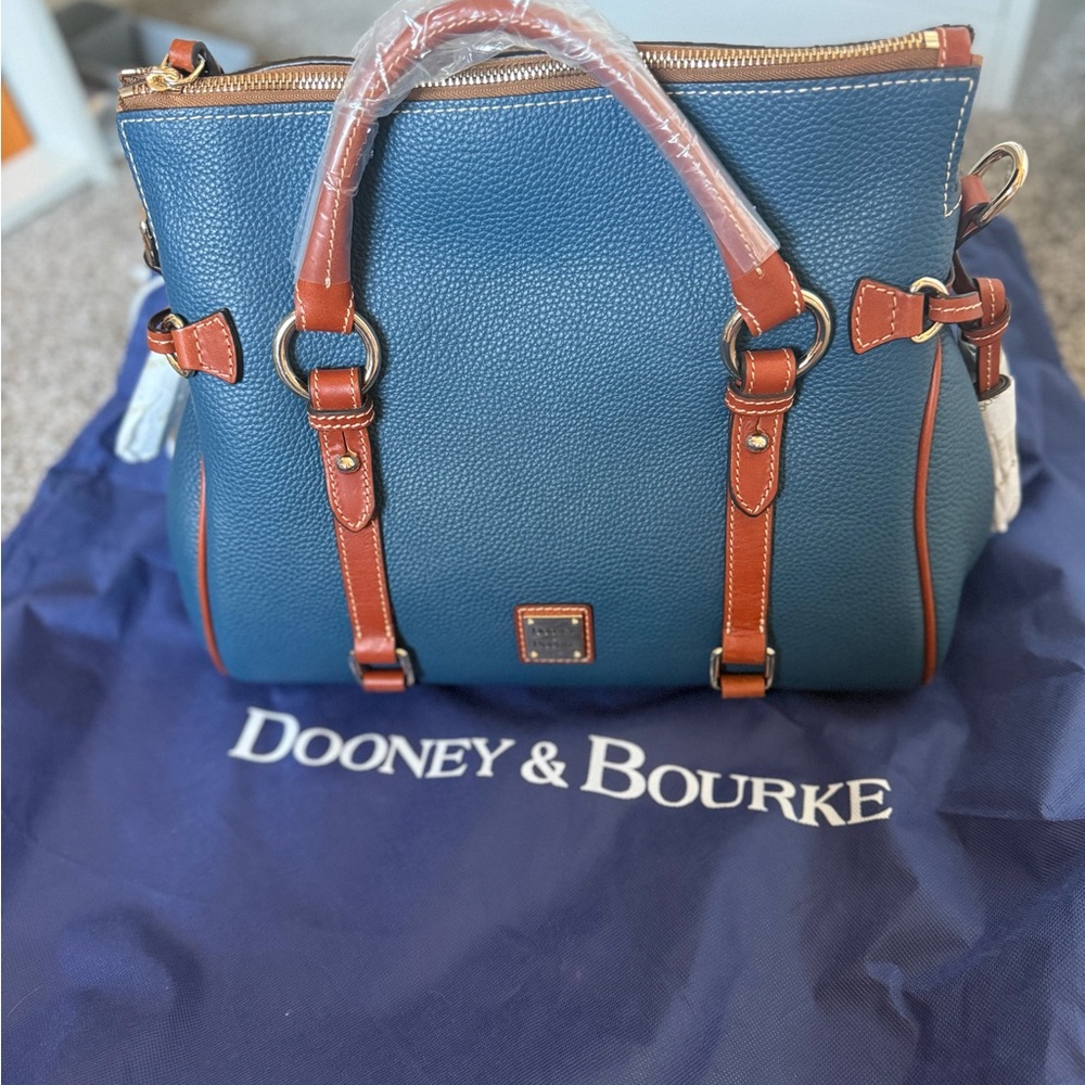 NTW Large Pebbled Leather Satchel in color Jeans